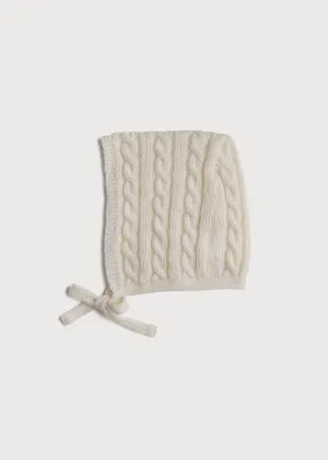 White Cashmere Knitted Bonnet (0-3mths)
