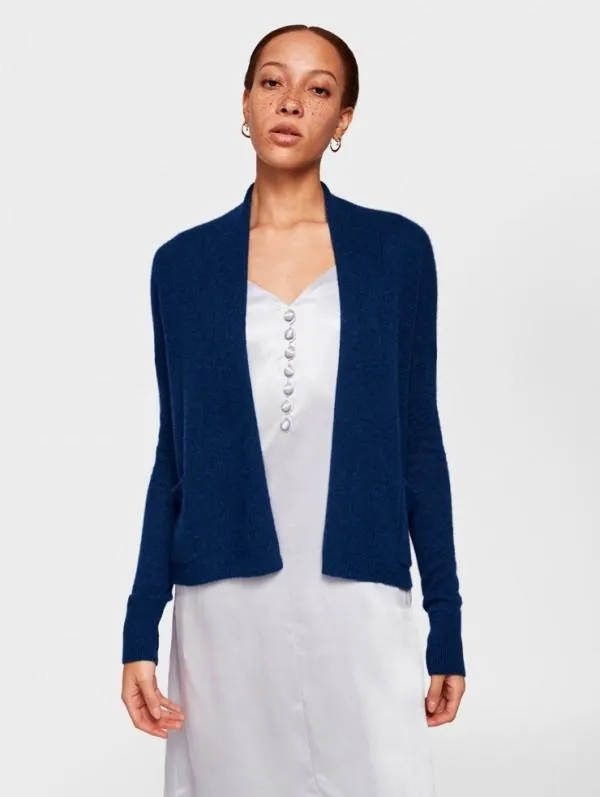 White   Warren - Pocket Open Cardigan Deep Teal Heather