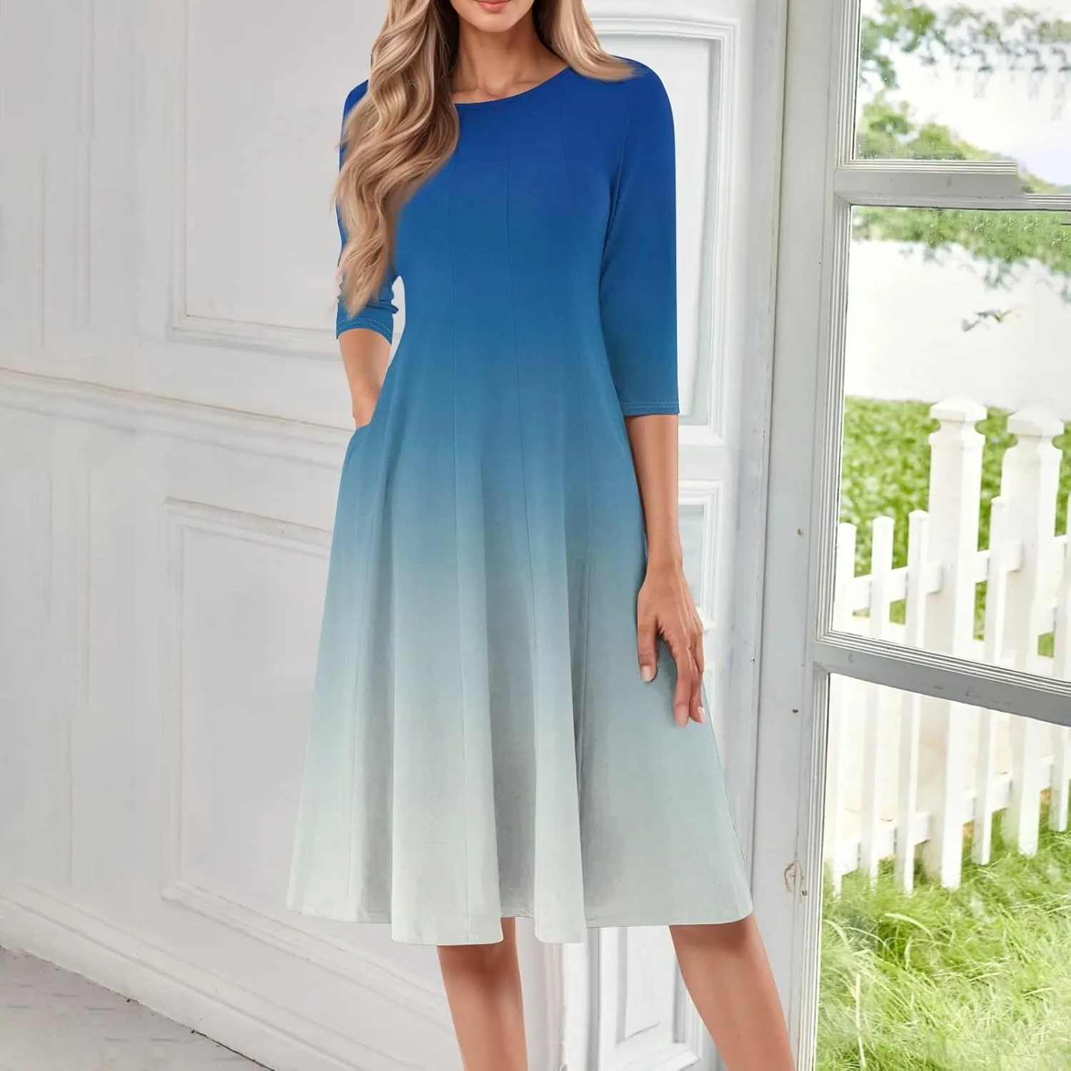 Women's A-Line Soft Dresses Midi Lightweight Breathable Sleevelesss Style Vacation Pockets Party Weddings Dress