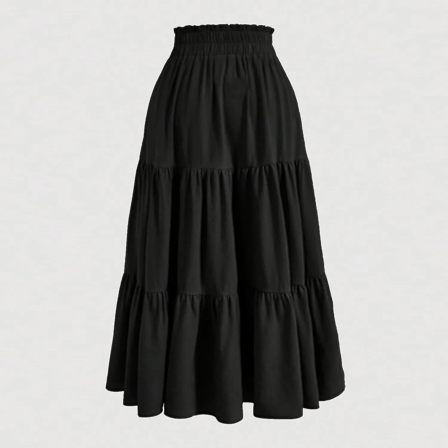 Women's Summer Pure Color Casual Skirt - Drawstring Elastic Waist with Pockets, Pleated Flowy A-Line Midi Skirts