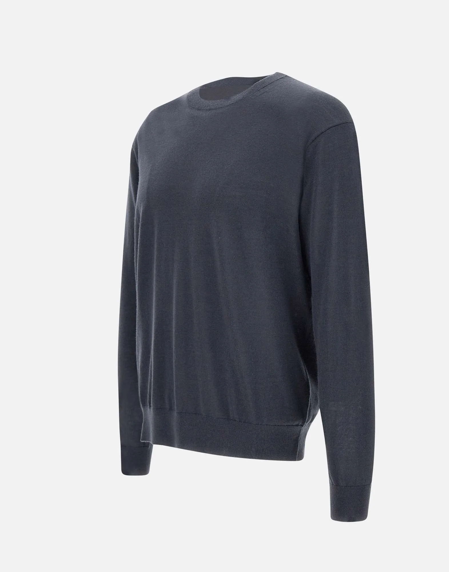Wool Cashmere Grey Crew Neck Sweater