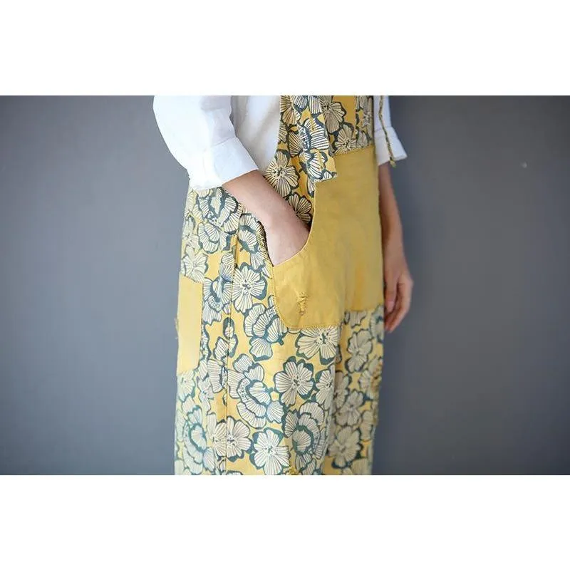 Yellow Floral Overall Jumpsuit
