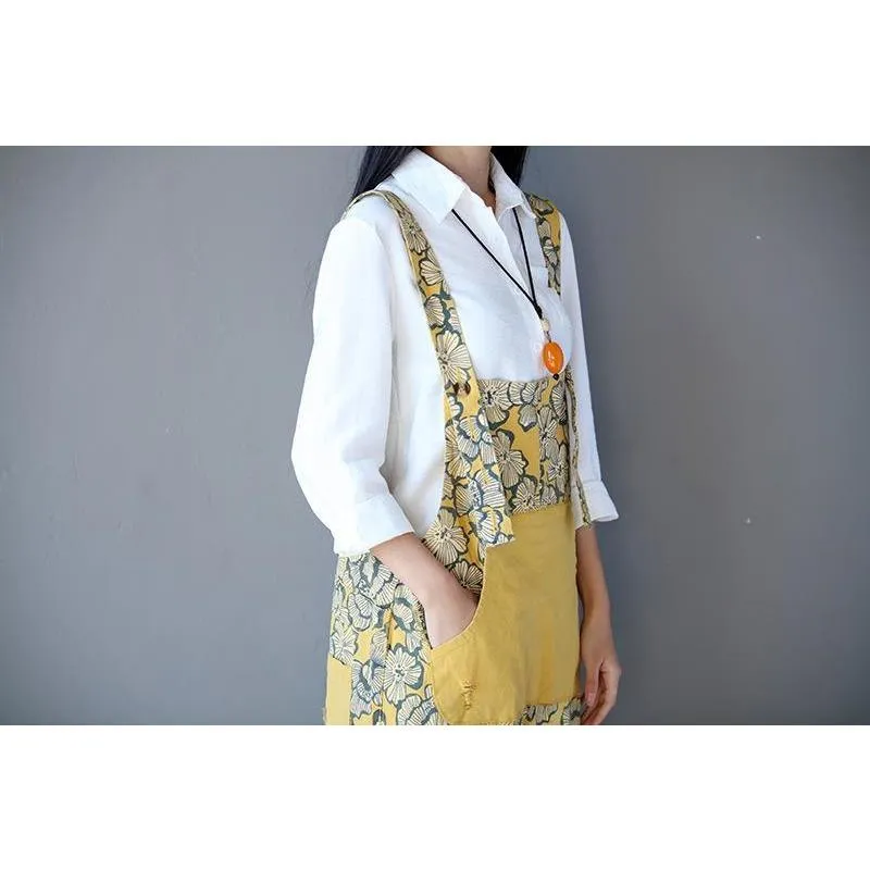 Yellow Floral Overall Jumpsuit